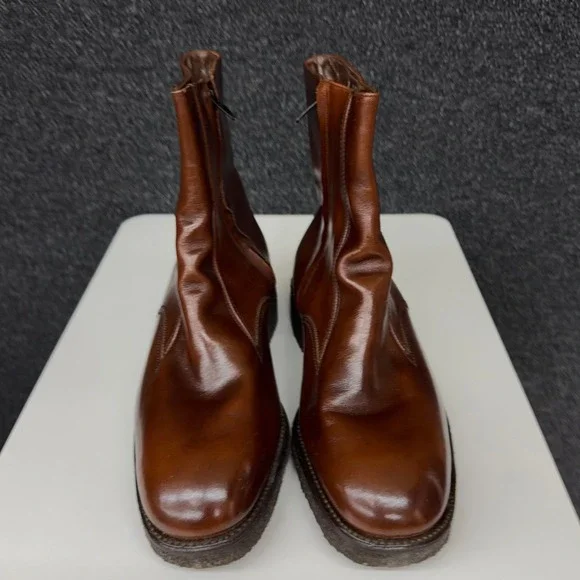 Florsheim Grenoble 80606 Mens Brown Leather Side Zip Crepe Boots 13 D Vintage
